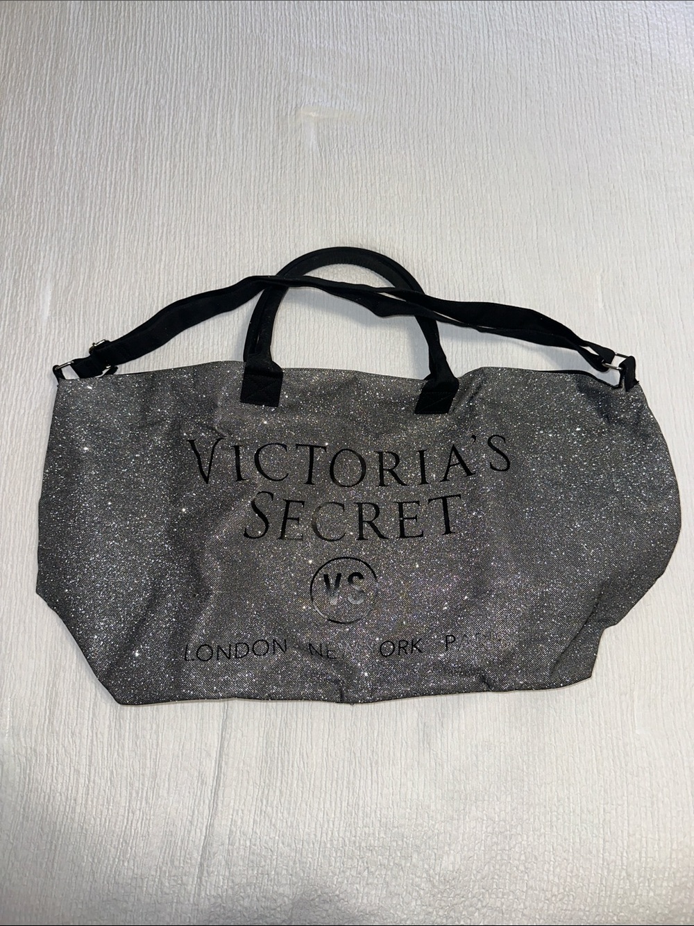 Victoria's Secret Silver Glitter Travel Tote